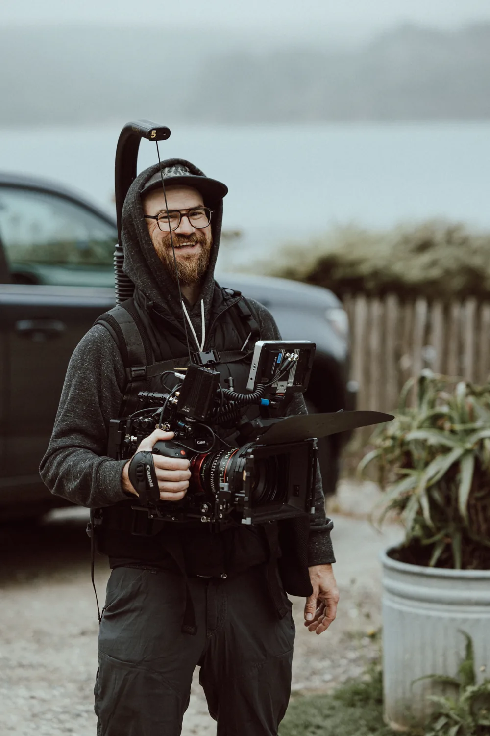 Ryan C. Kolegas with his cinema camera on location